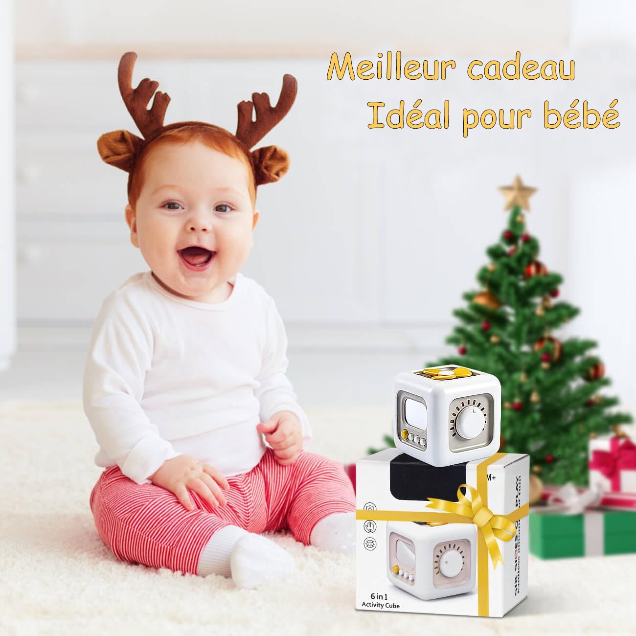 Loyzico Jouets Bebe 1 an Cube d'Activité 6 en 1 pour Garçons Filles, Sensoriels Montessori Jouets Enfant, Jouets de Voyage pour de 1 à 3 Ans, Jeux Bebe Cadeaux 12 Mois