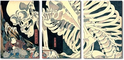 Vista 48 de Wieco Art Great Wave of Kanagawa Katsushika Hokusai 3 piezas modernas sobre lienzo estirado impresiones sobre lienzo, arte de pared para decoración