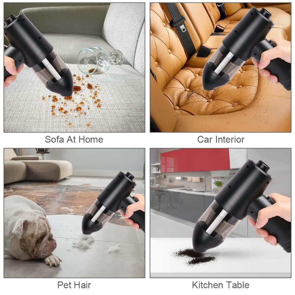 URAQT 2-in-1 Staubgebläse Druckluft, Staubsauger Tastatur Reinigungsset mit LED-Licht, 91000 U/min Elektrische Druckluftspray Reiniger, Mini Handstaubsauger für PC,Laptop,Sofa,Auto Zubehör Reinigung