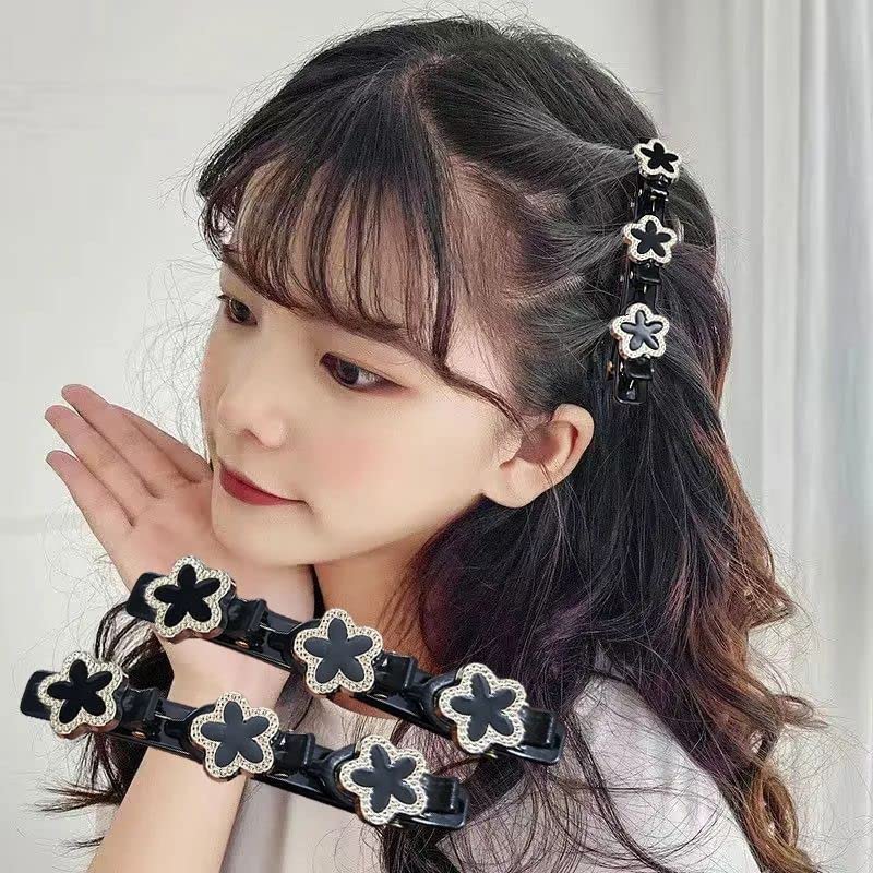 Miniatura 3 de Clip de doble capa con clip de pico de pato, clip de pelo trenzado con diamantes de imitación para mujer, accesorios de herramientas de peinado