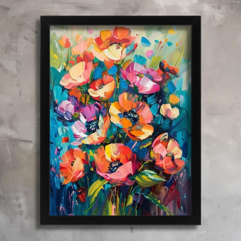 Poster fleurs abstraites A0 grand format tableau deco moderne salon