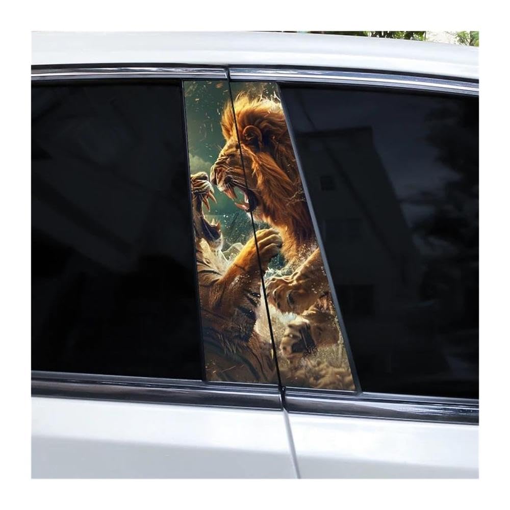 Decorative Items 1pair Animal Lion Car Door Pillar Sticker DIY Car B Pillar Vinyl Sticker(F)