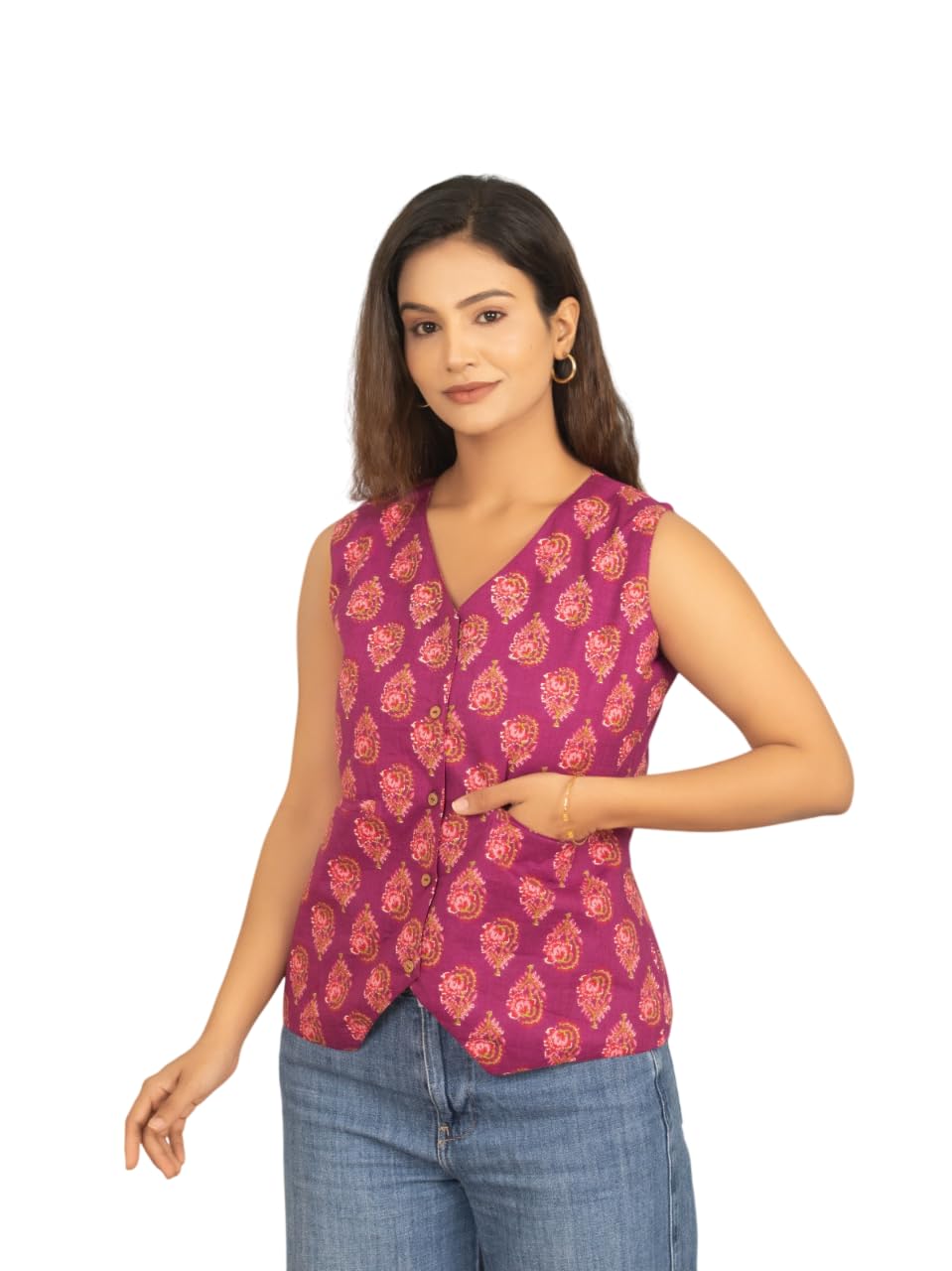Om Enterprises Women?s Waist Coat | Stylish Sleeveless Jacket Vest | Formal, Ethnic and Layering Jacket for Women-image-40