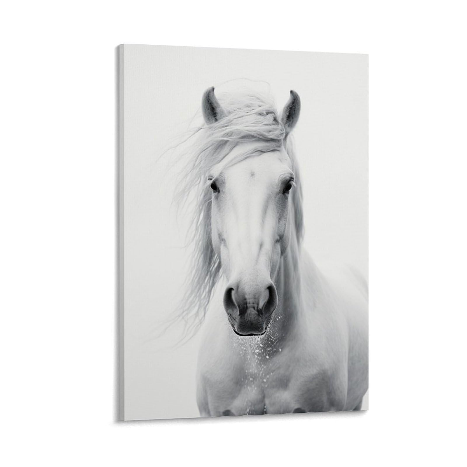 GMUKIFFY Modern Horse Painting on Canvas Wall Art Natural Handsome Animal Stretched And Framed Canvas Prints Artwork for Home Decorations Ready to Hang Wall Decor 08x12inch(20x30cm)