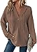 Long Sleeve Pullover Shirts for Women V Neck Button Up Waffle Hoodie Sweatshirt Fall Trendy Knit Henley Shirt (Coffee,X-Large)