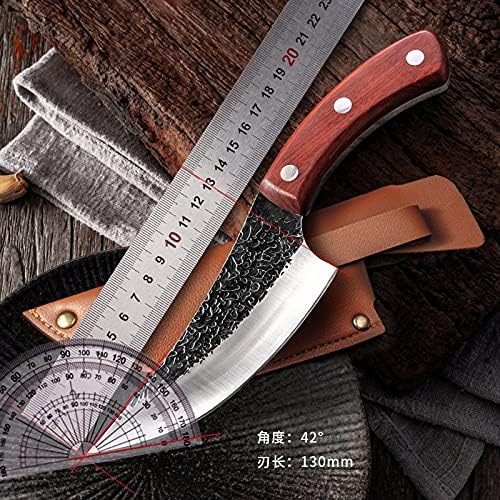 MAYiT Meat Cleaver Knife, Slaughter Skinning Boning Knives Set Professional Kitchen Butcher Cleaver Chef Fish Meat Cutting Cooking Knife & PU Sheath (Size : Rosewood Knife)