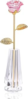 結婚記念日 プレゼント 妻 彼女 へ 人気 【正規品】 K9クリスタル バラの花 枯れない花 & クリスタル花瓶スタンド (ピンク)