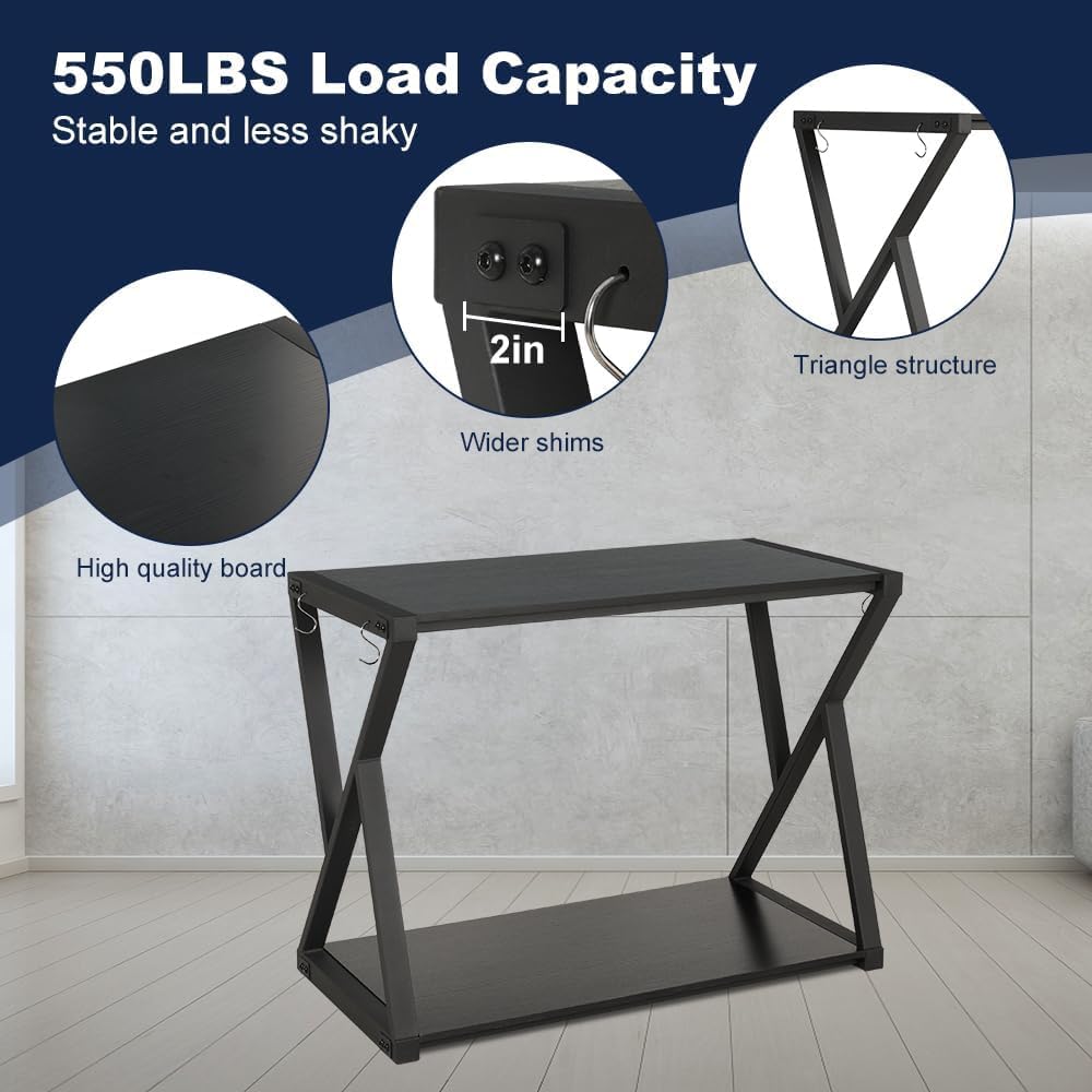 SMONTER Support d'aquarium en métal robuste pour tortue de 70 litres, support pour aquarium avec crochets, 92 x 48 x 71 cm, grain de chêne noir (support uniquement)