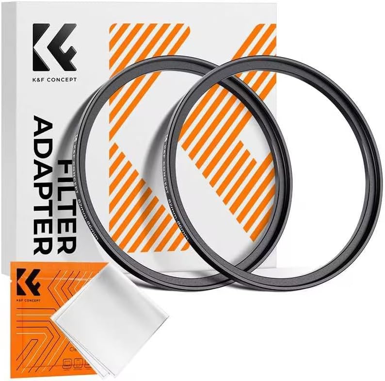 K&F Concept 77-82mm(2 Pcs) Step-Up Ring Adapter, 77mm to 82mm Step Up Filter Ring for 77mm Lens Install 82mm ND CPL UV Lens Filter