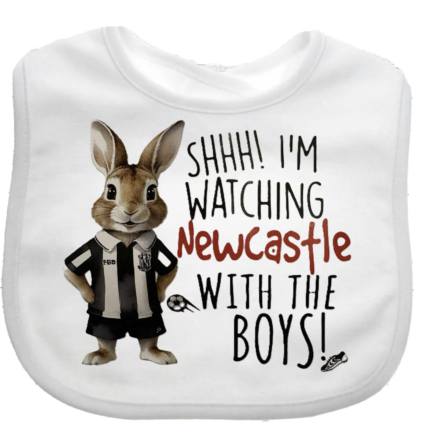Funky Purple Monkey SHHH im watching newcastle with the boys Baby Bib choice of colours (White)