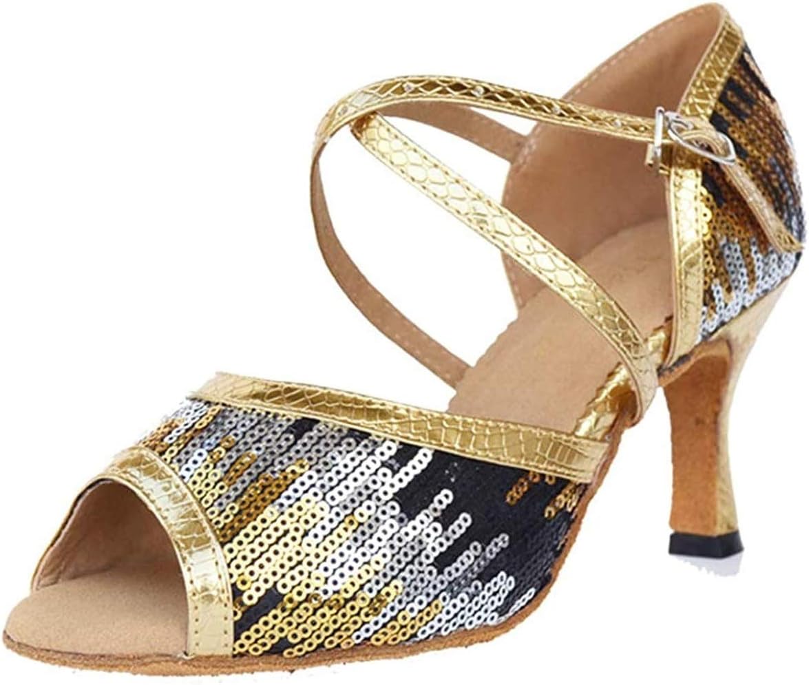 Amazon | [GRATTY] 社交ダンス ラテンシューズ ゴールド 女性用