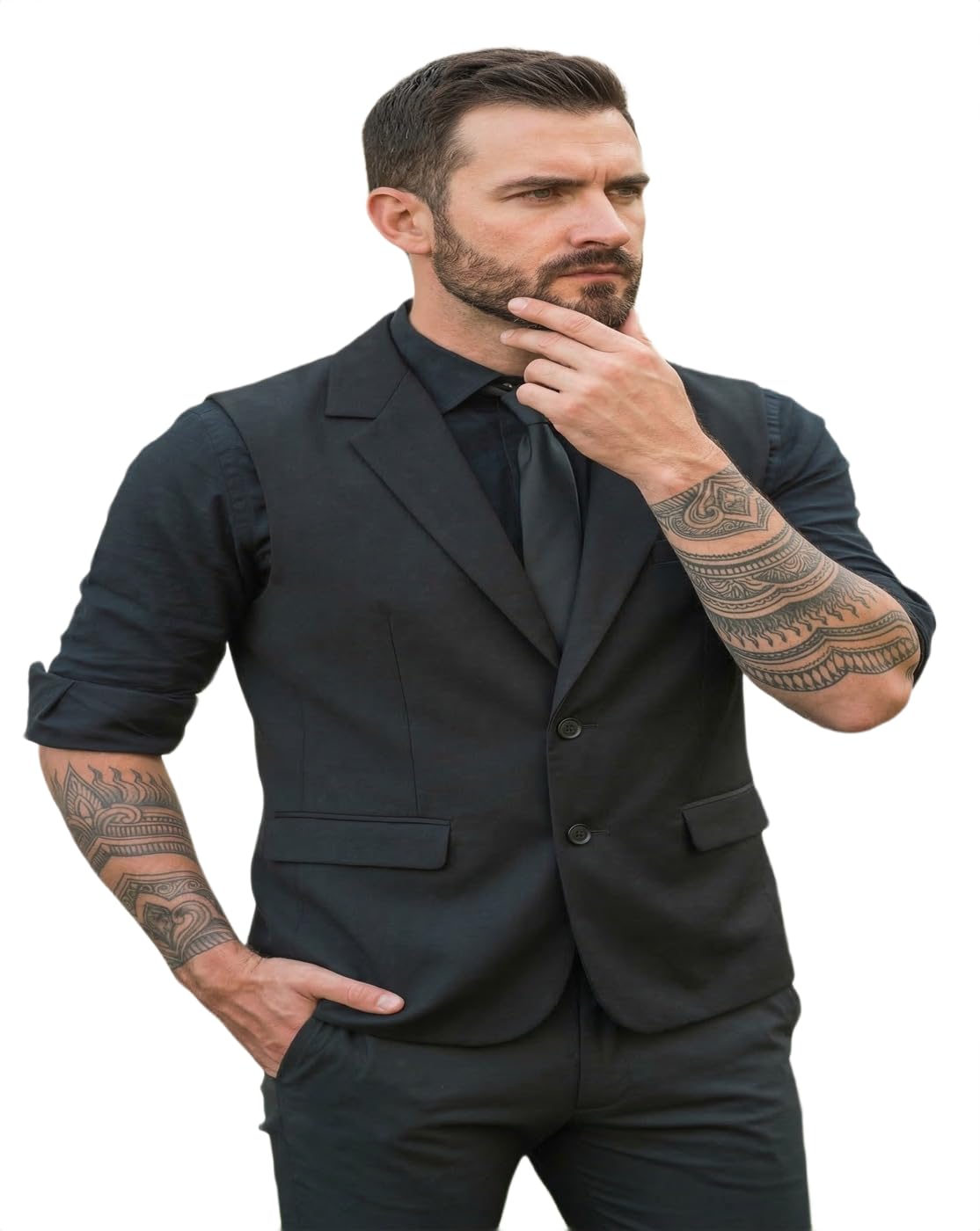 perfect productions Plus Size Waistcoat,Black Waistcoat,Sleeveless Blazer-picture-25