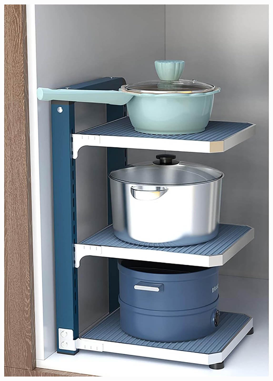 Organisateur de Rangement réglable pour casseroles - Support à Clipser Peu encombrant pour casseroles et poêles, Support de Rangement de Cuisine détachable, idéal pour Les placards et Les AR
