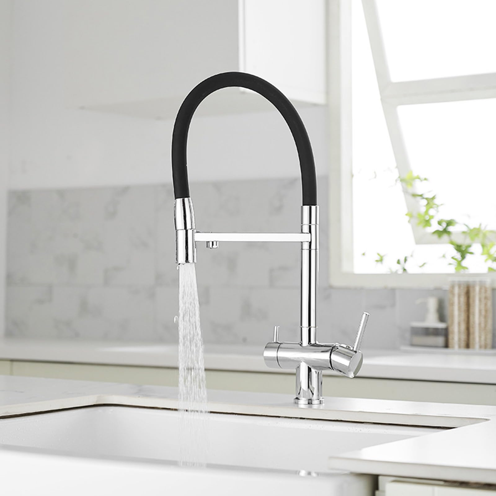 Grifos Cocina Fregadero 3 Vias Cromado Grifo 3 Vias Osmosis Latón-Cromado