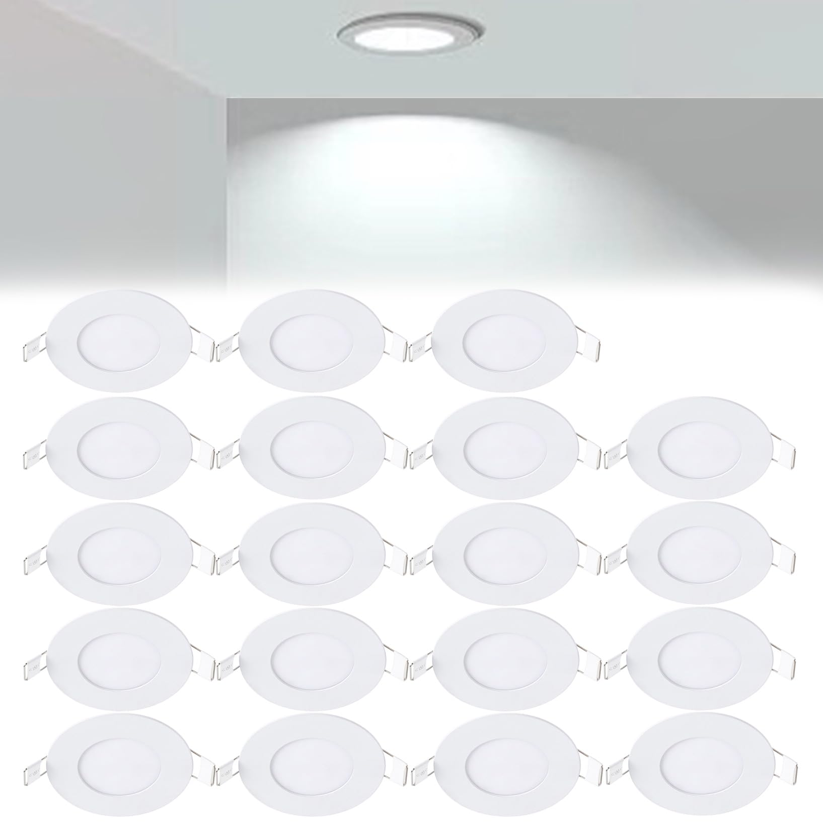 VOGHMOLD 3W Ultra Slim LED Downlight 3 inch, 6000K Recessed Ceiling Light, Cut Φ70-75mm, AC85-265V Flush Mount Spotlights Aluminum Round Panel Lights for Office Hallway, 19 Pack