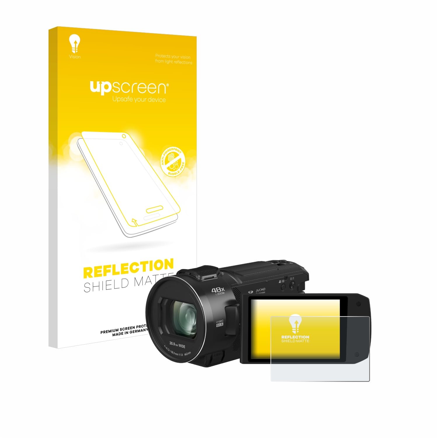 upscreen Anti-Glare Screen Protector Compatible with Panasonic HC-V900 – Protection Film Matte