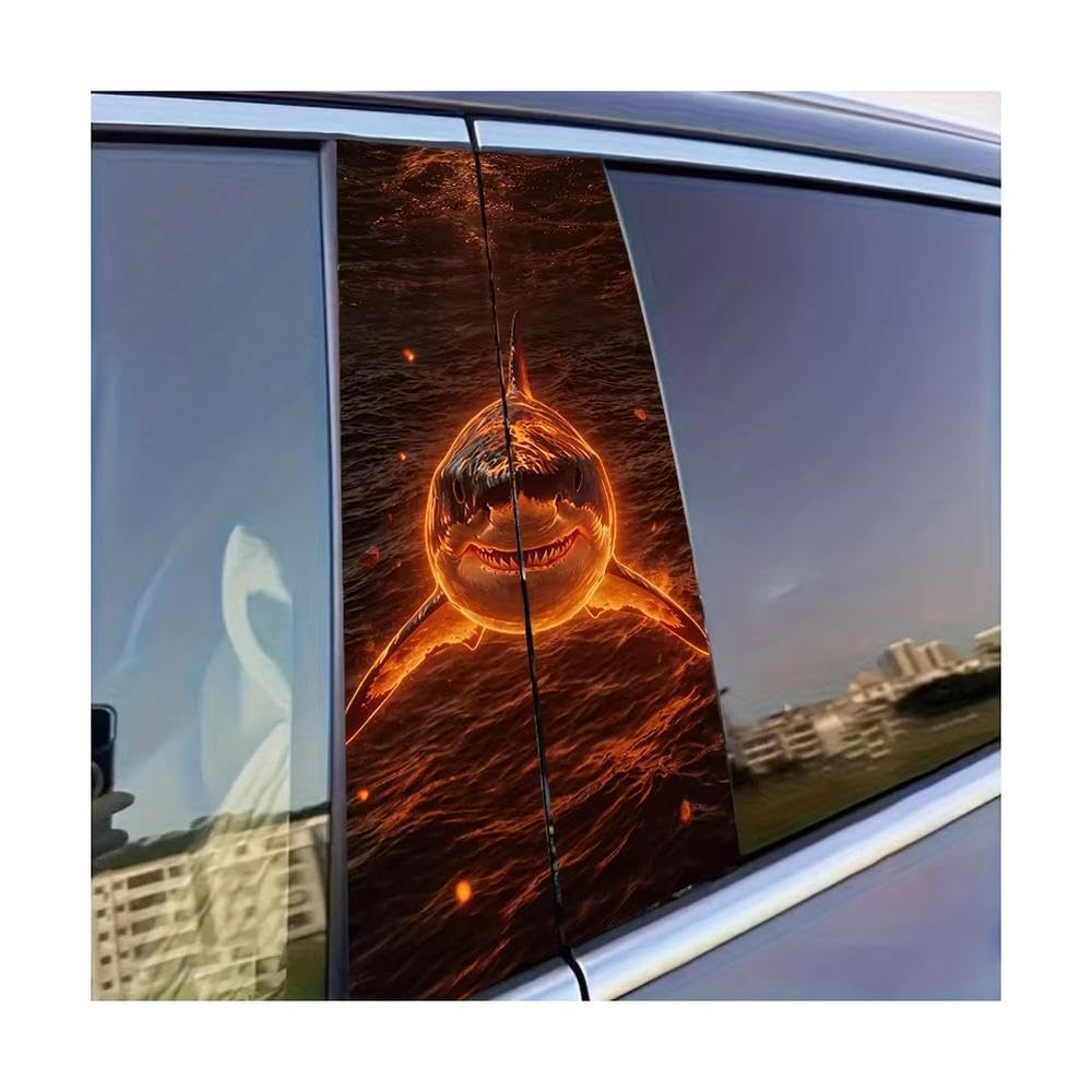 Decorative Items 2pcs Car Door Pillar Decoration Sticker Lava Shark Glossy Material Protective Film