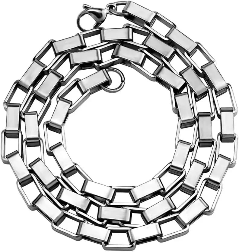 silver chain for men combo necklace for men platinum chains for men neck chain for men chain for boys mens chain Stainless steel stylish long chains Locket Pendant golden chain fashion A403-image-30