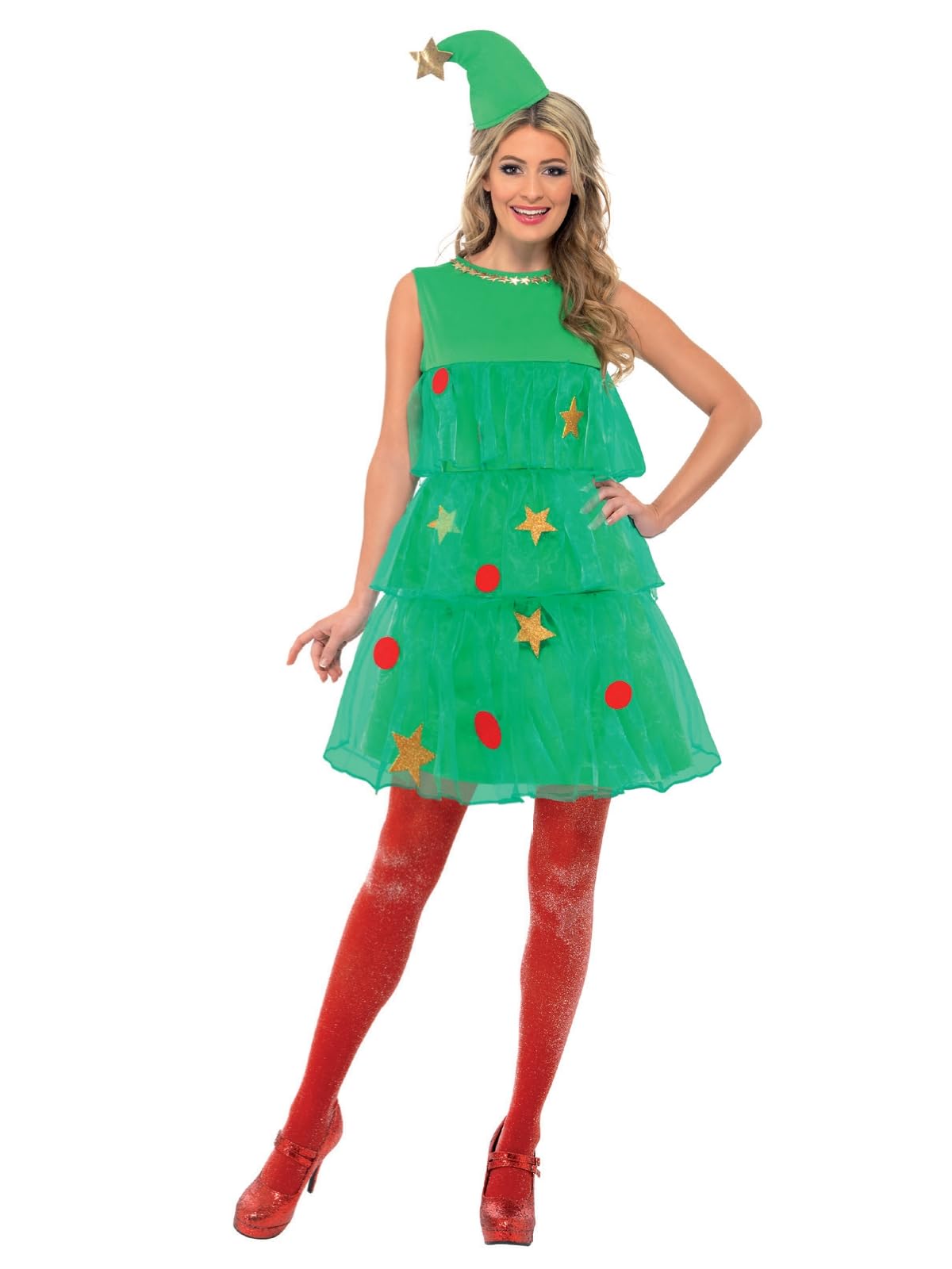Smiffys Christmas Tree Costume, L - UK Size 16-18, Green