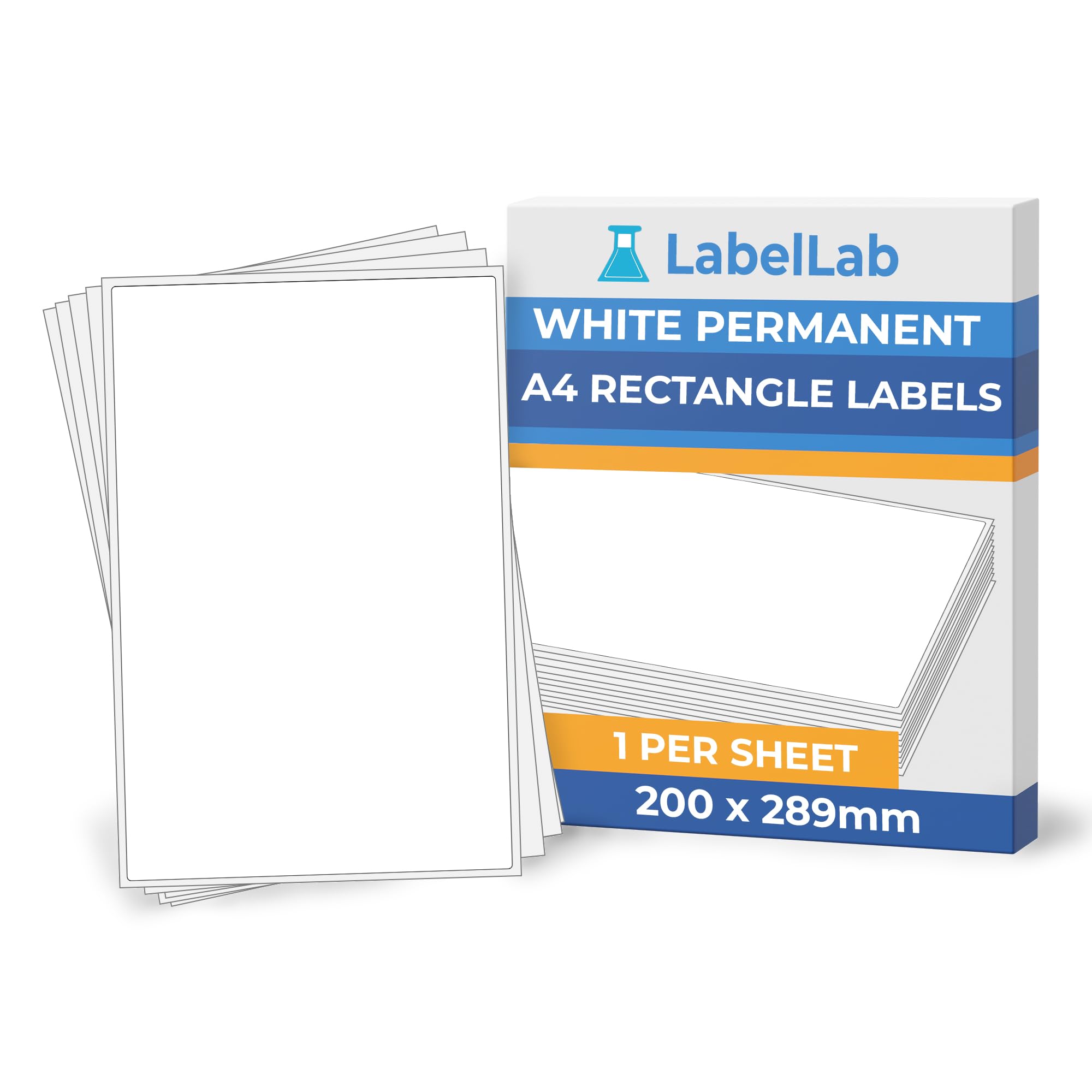 White A4 Rectangle Labels - Printable Sheet Labels for Inkjet & Laser Printers, Permanent Adhesive - 1 Per Sheet (200 ร 289mm), 500 Sheets - LabelLab โ image 1