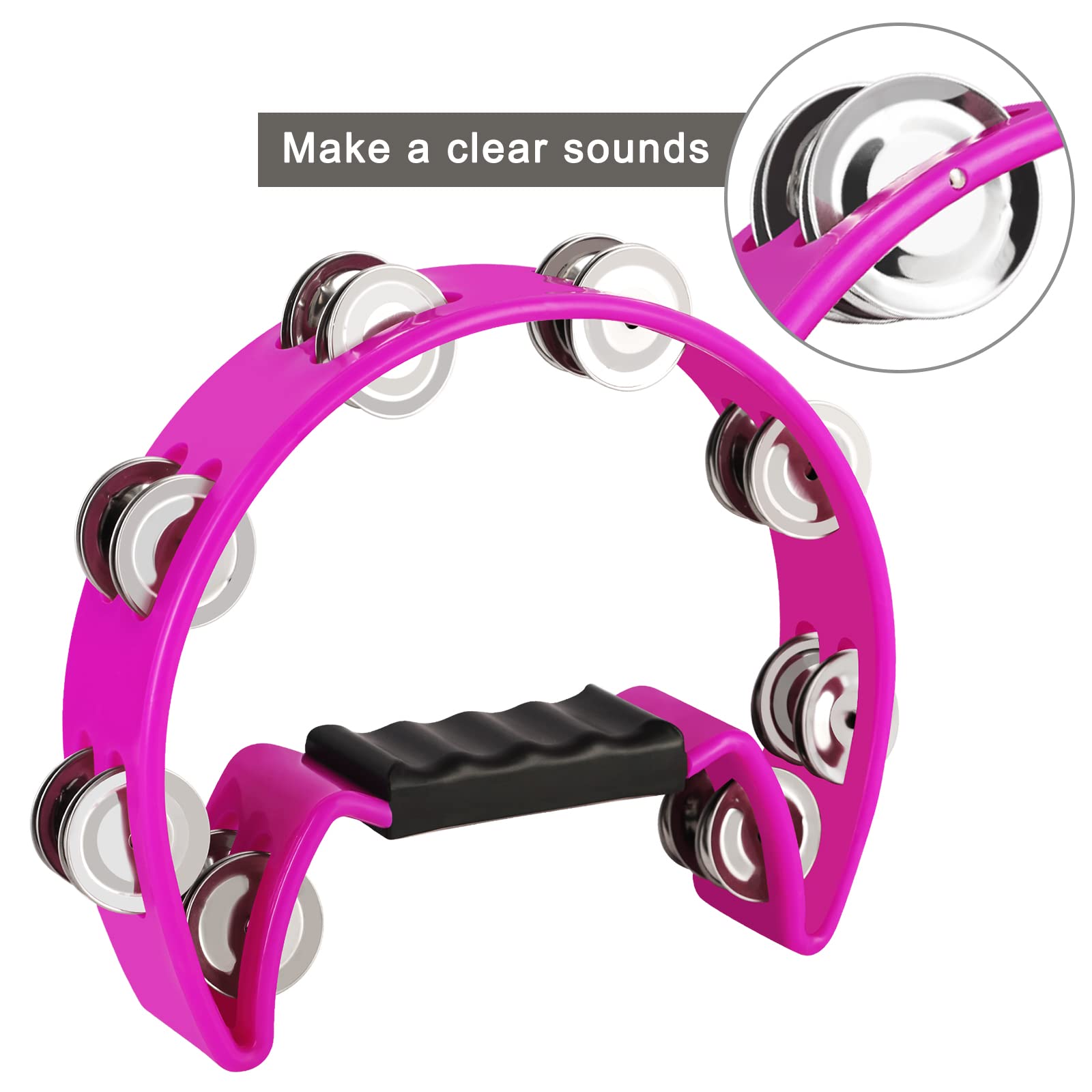 Tamburello Mezzaluna IGadgitz Xtra - Con Sonagli, Per Musicisti, Cantanti, Lezioni Di Musica, Nero