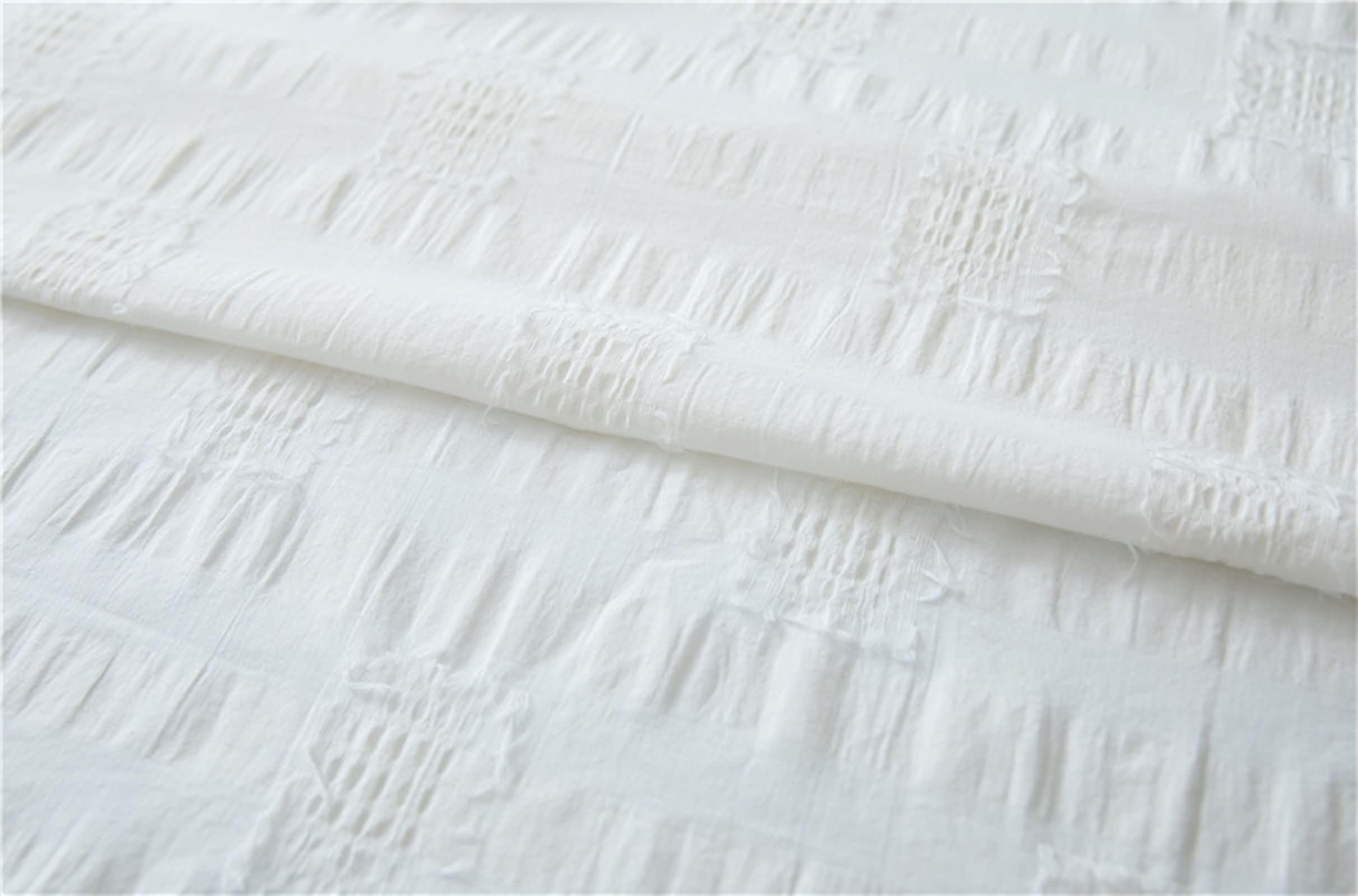 Weiß Tischdecke Rechteckig 140 x 200 cm, Baumwolle Einfarbig mit Pompons, Tischdecke Abwaschbar Gartentisch