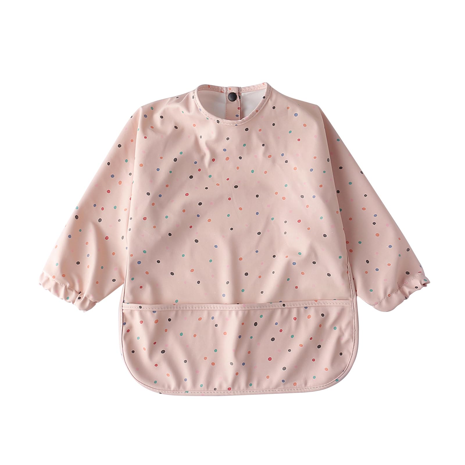 HiABsee Baby Lätzchen mit ärmel, Wasserdichte Lätzchen Kleinkind mit ärmeln, Abwaschbares ärmellätzchen für Babys von 6 Monaten bis 36 Monaten (Dots)