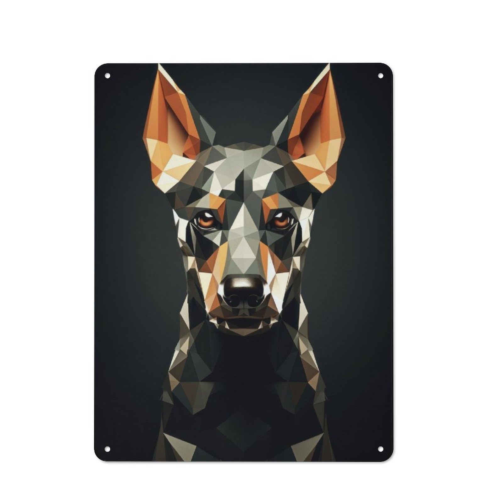 Junmoney Geometric Dog Animation Rustic Metal Sign 40X30cm For Hallway Wall, For Collectors Of Rustic Metal Wall Decor