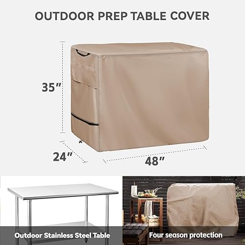 Miniatura 19 de Funda de comedor al aire libre, funda impermeable resistente para mesa de trabajo plana Royal Gourmet PC3401S y PC3401B, compatible con carrito