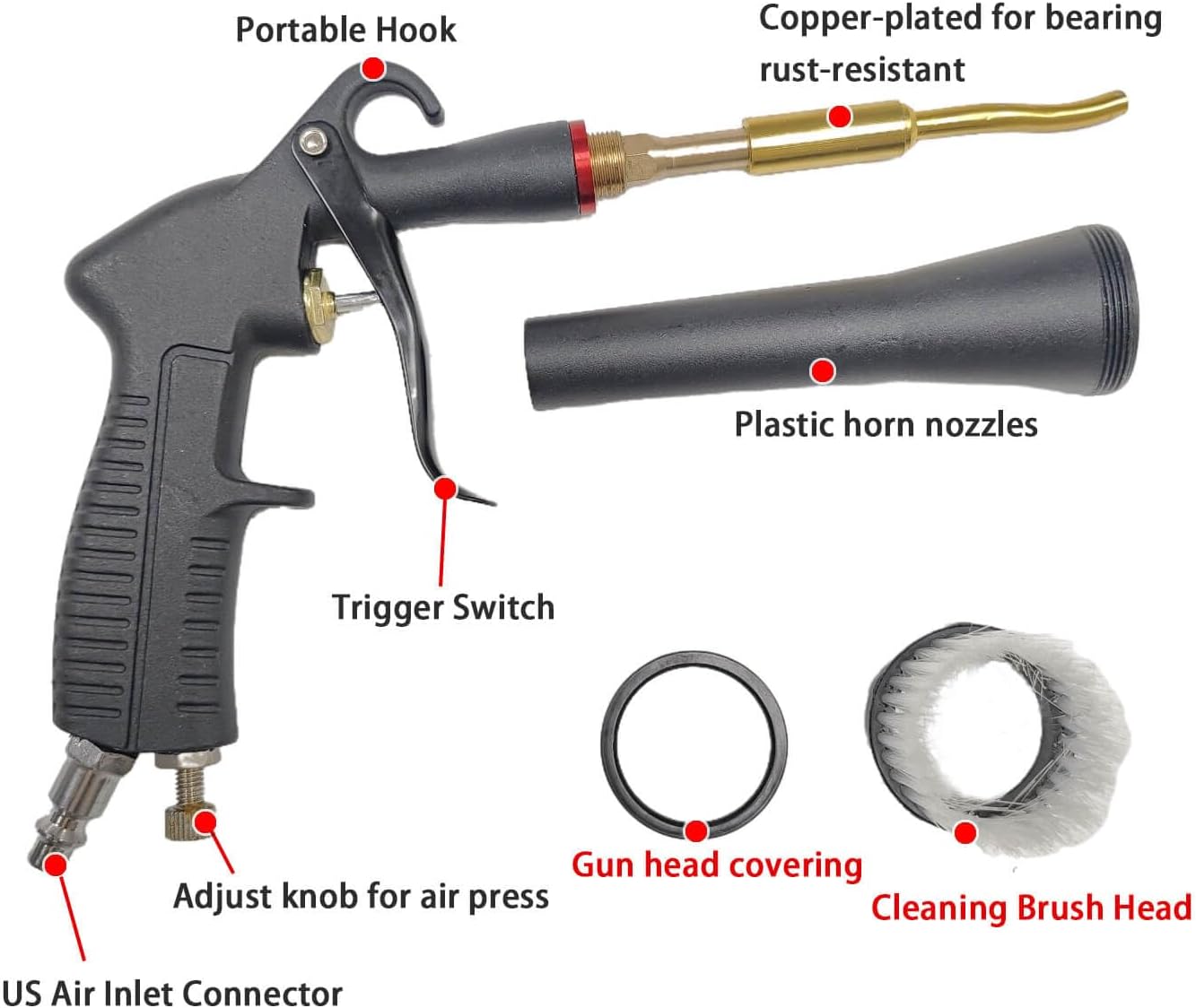 Tornado Cleaning Gun, high Pressure the Bearing high-Speed Rotate, air Blow Gun and air Dry auto Surfaces with a Strong gust of air and Universal Interior