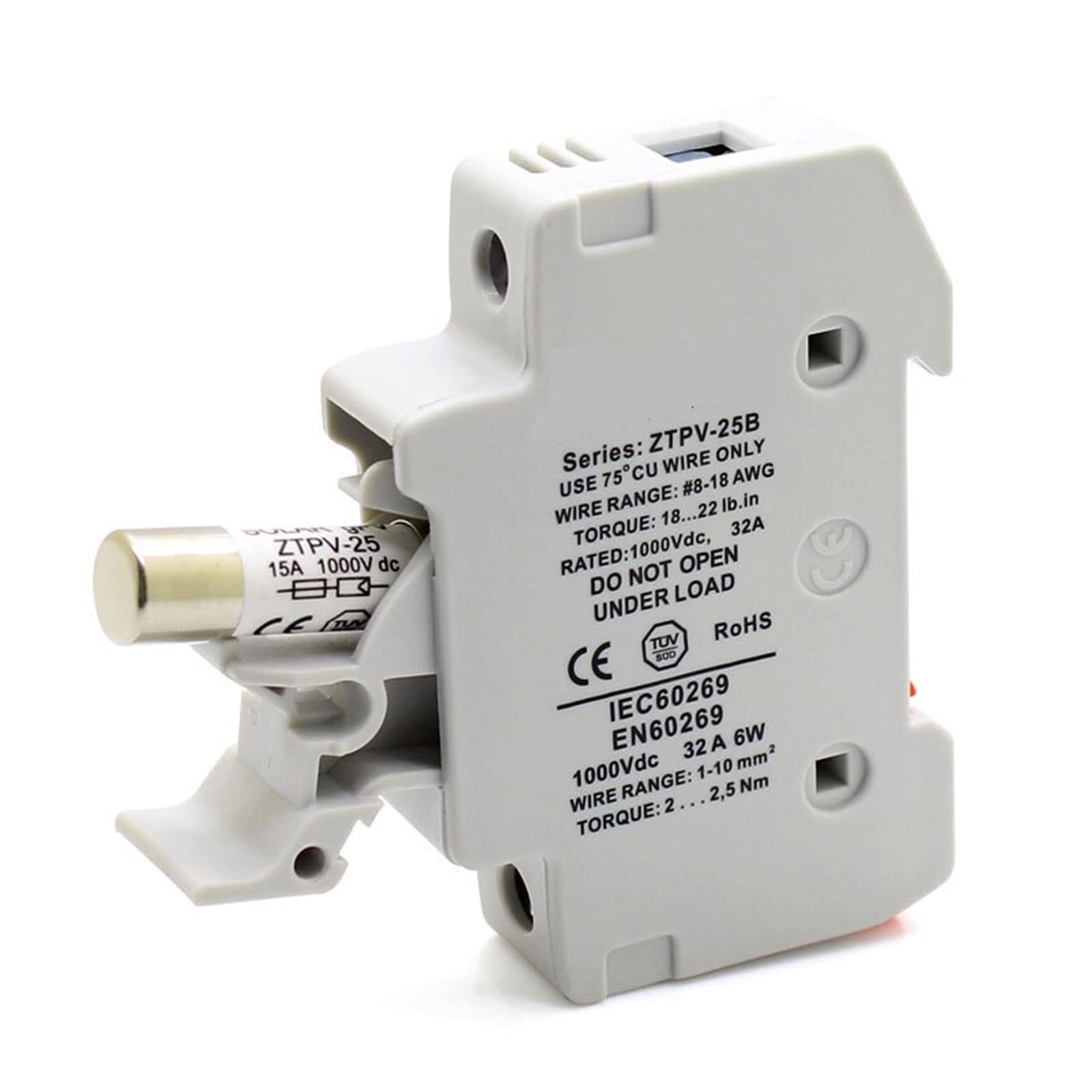 Porte-fusible Solaire PV 1000V haute tension avec cartouche interchangeable 5A à 30A