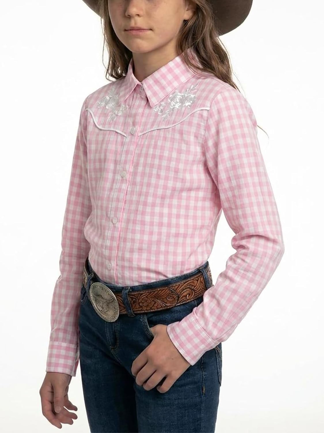 Girls Retro Long Sleeve Button Down Shirts Cowgirl Western Shirt Embroidery Blouse Tops
