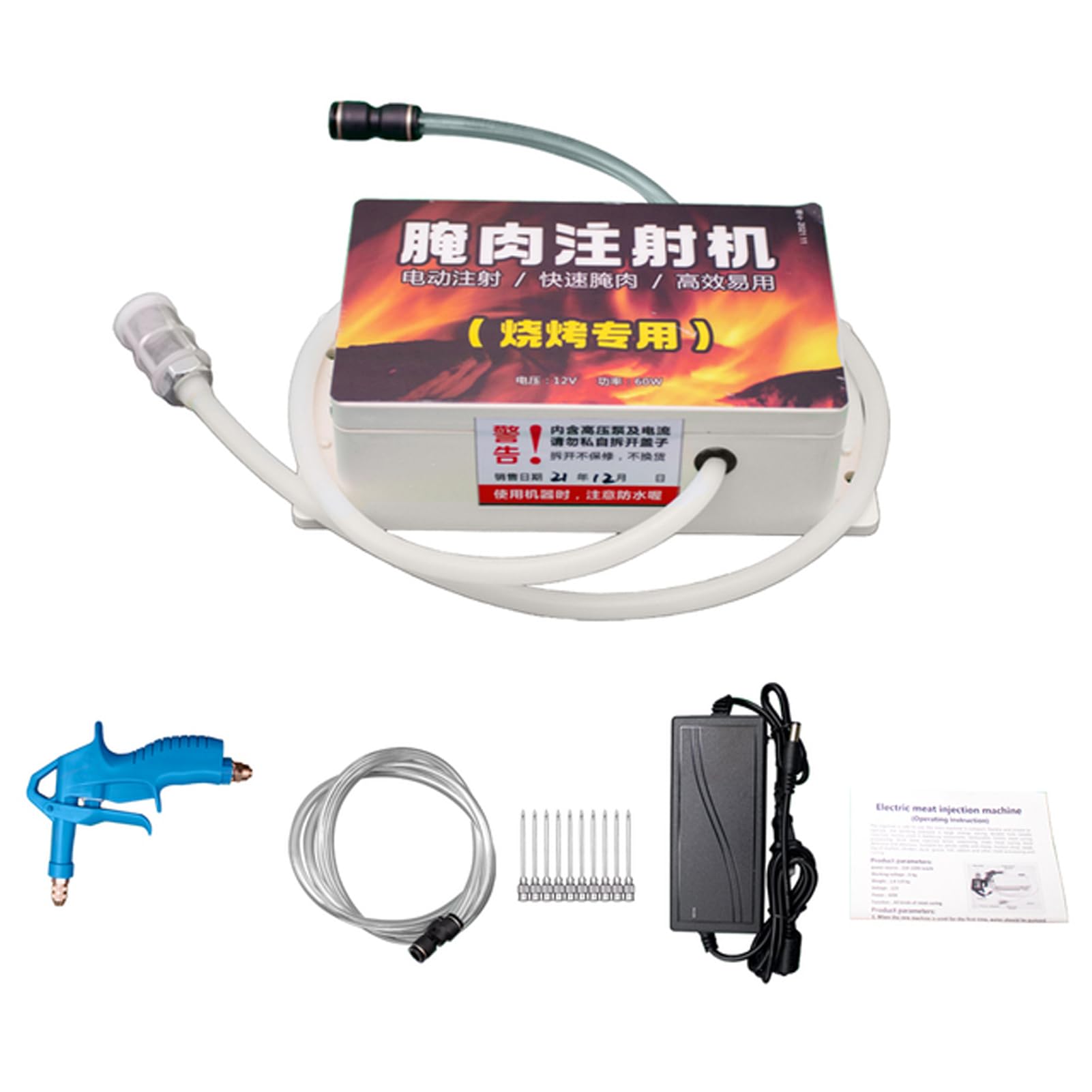 iDili AC 100-240V Electric Saline Injection Pump Meat Pickling Machine Saline Syringe Pump Electric Injector Household Meat Processor (Single Gun)