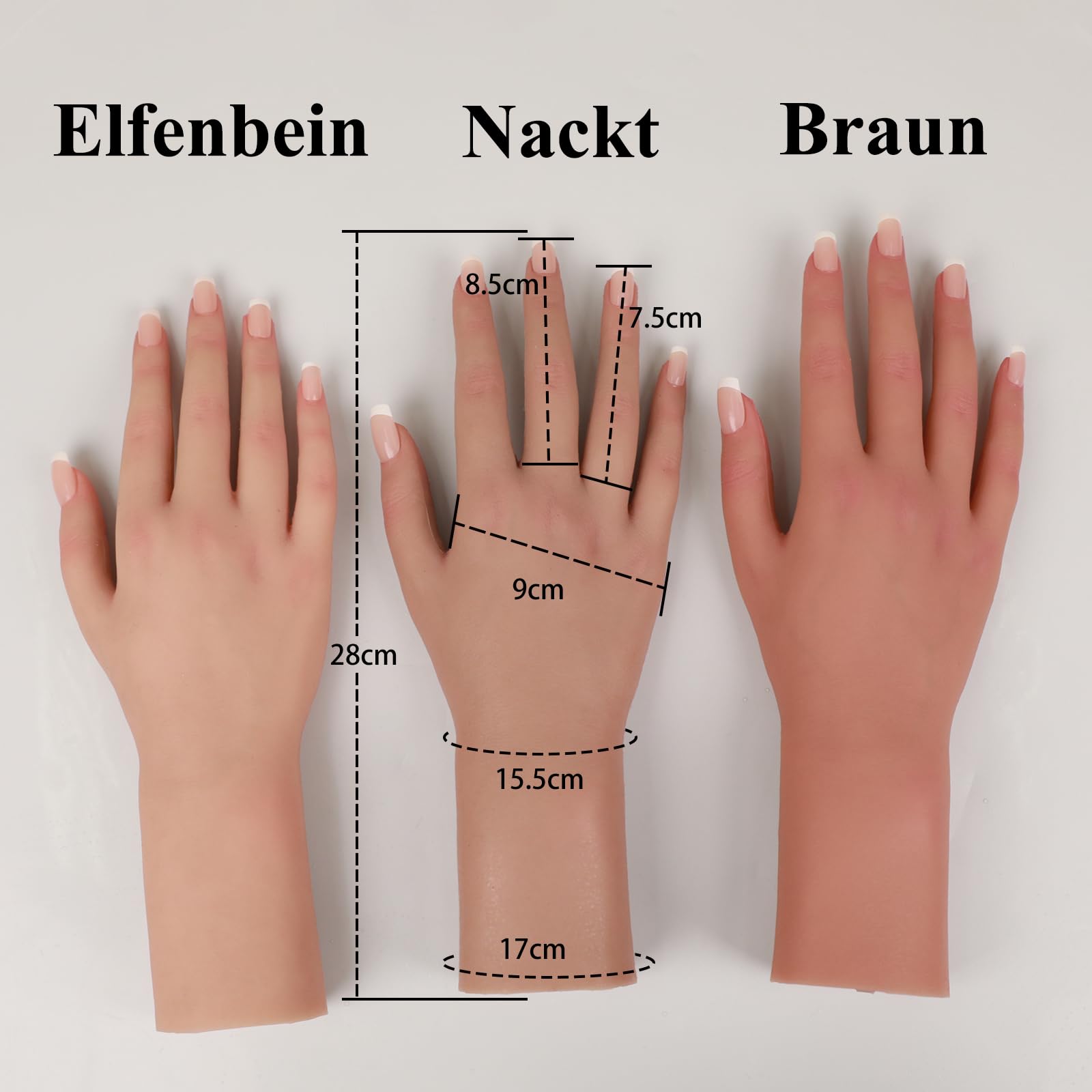 Silikonhand weibliche Modell Hand weibliche Handpuppe Handattrappe | Lebensgroß, zur Präsentation von Schmuck, Halloween-Requisiten für Scherzkekse, Requisiten für Fotoshootings