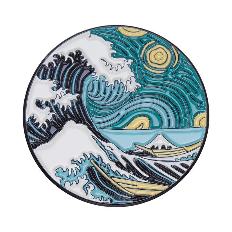 Van Gogh Painting Enamel Pins Brooches Starry Night Cat (Round Waves) (B0CV4MSDN2) Amazon Price History, Amazon Price Tracker