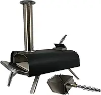 Pellethead Forno de pizza a pellets externo - forno portátil a lenha lil' poboy com pedra de pizza de 13 "