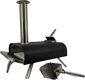 Pellethead Forno de pizza a pellets externo - forno portátil a lenha lil' poboy com pedra de pizza de 13 "