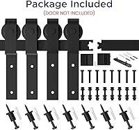 Vista 6 de SMARTSTANDARD 9 Feet Bypass Sliding Barn Door Hardware Kit - for Double Wooden Doors-Single Track - Smoothly & Quietly - Easy to Install-Fit 96