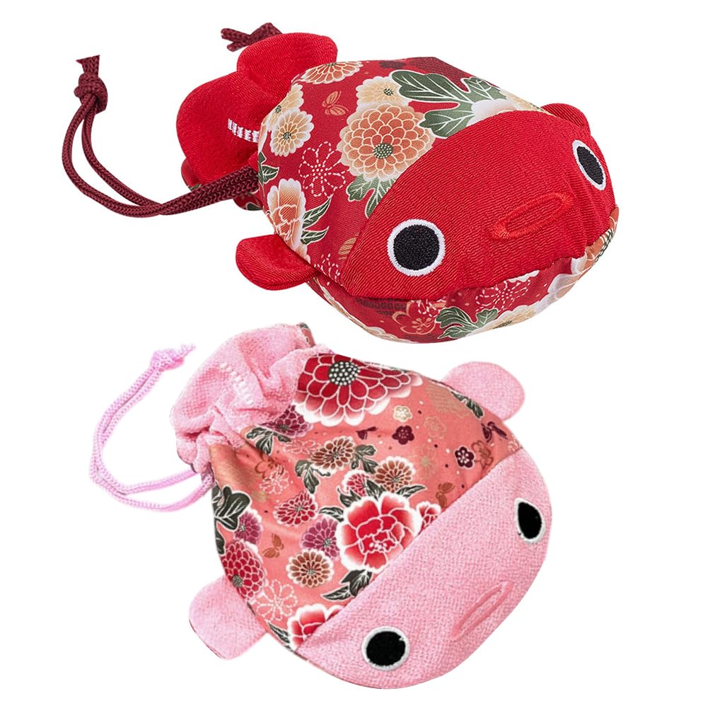 FREEBLOSS 2Pcs Japanese Style Drawstring Bag Embroidered Drawstring Jewelry Pouch Jewelry Pouch Bag Coin Purse for Women Gift