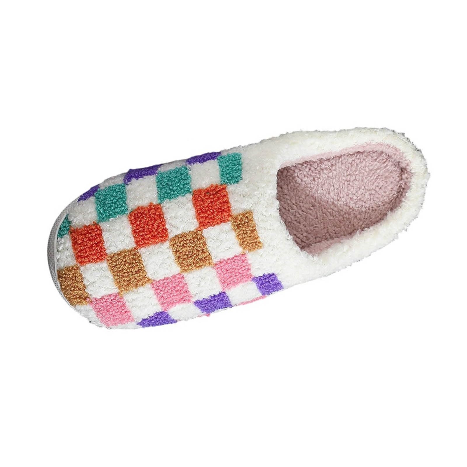 Cozy Plaid Fleece-Lined House Slippers for Indoor Comfort Non-Slip Winter Footwear for Men and Women Unisex Tartan Design
