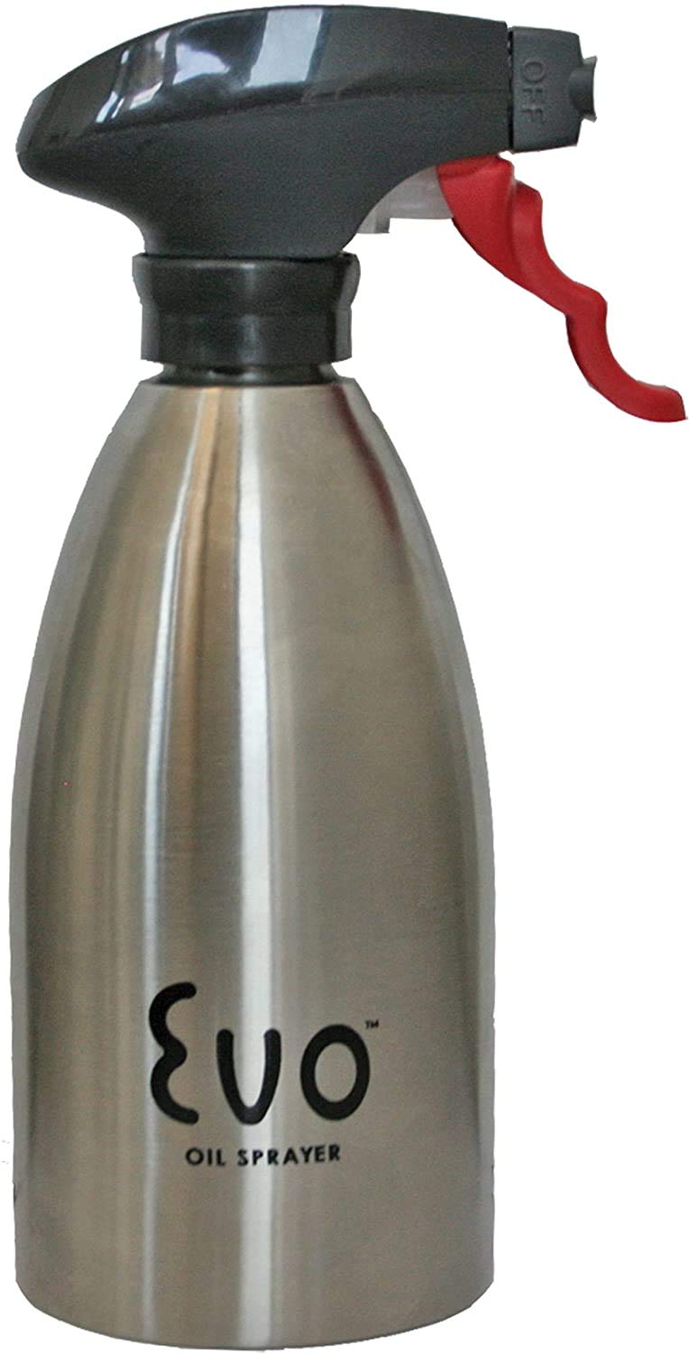 EVO Rociador de aceite, sin aerosol para aceite de oliva y aceites de cocina, acero inoxidable, 16 onzas
