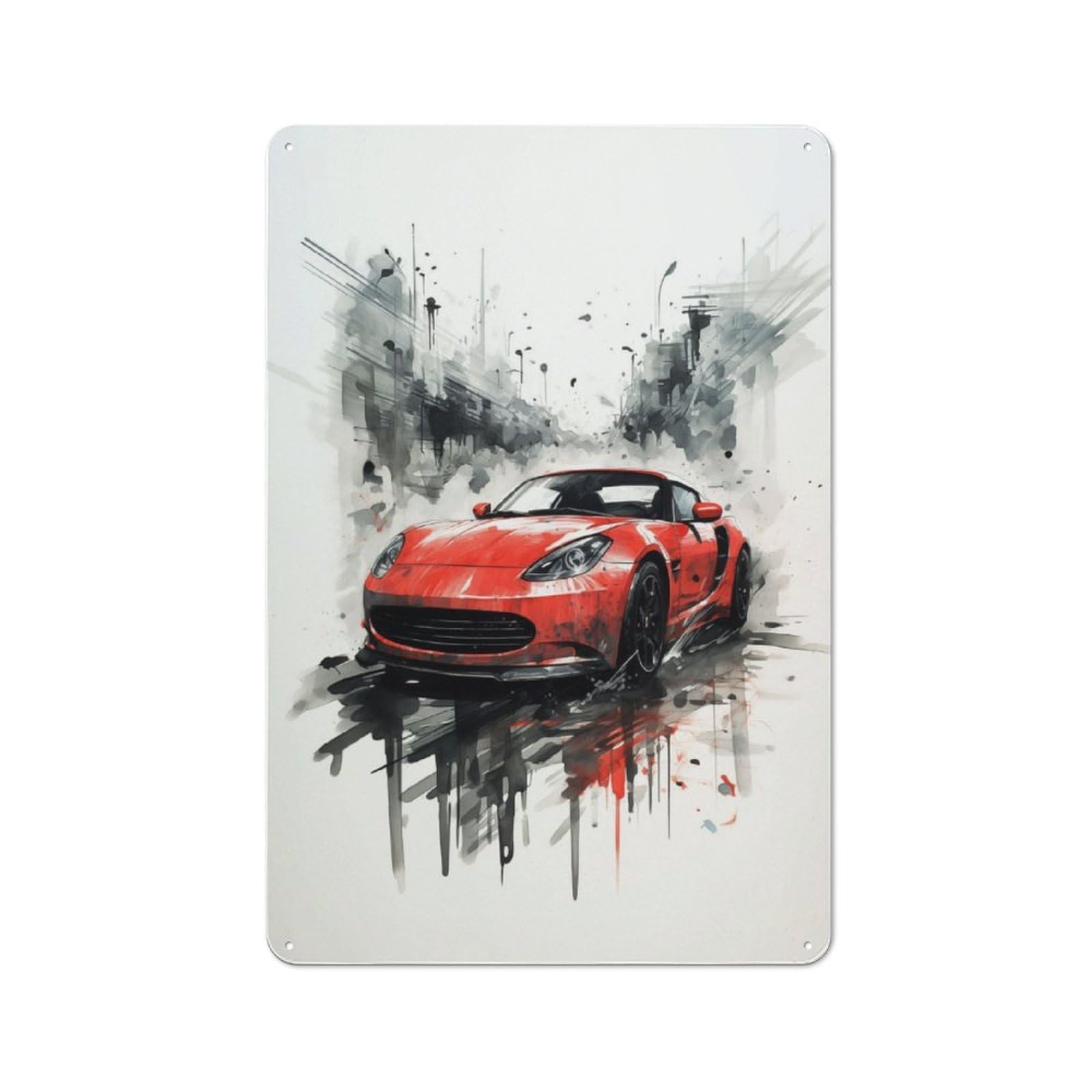 Junmoney Graffiti Style Watercolor Tin Wall Plaque 30X20cm With For Home Office Or Studio, For Home Office Decor Fans
