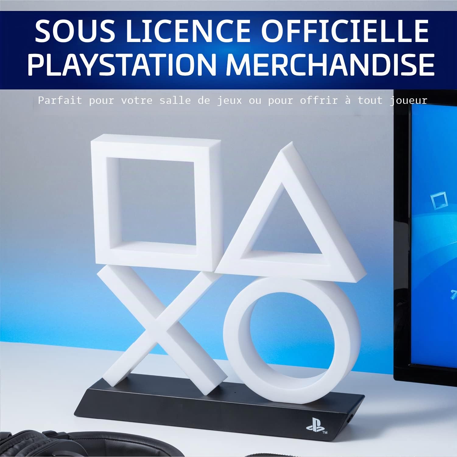 Playstation Lampe Icônes PS5 Unisexe Lampe de chevet blanc/noir, Plastique, PP7917PS