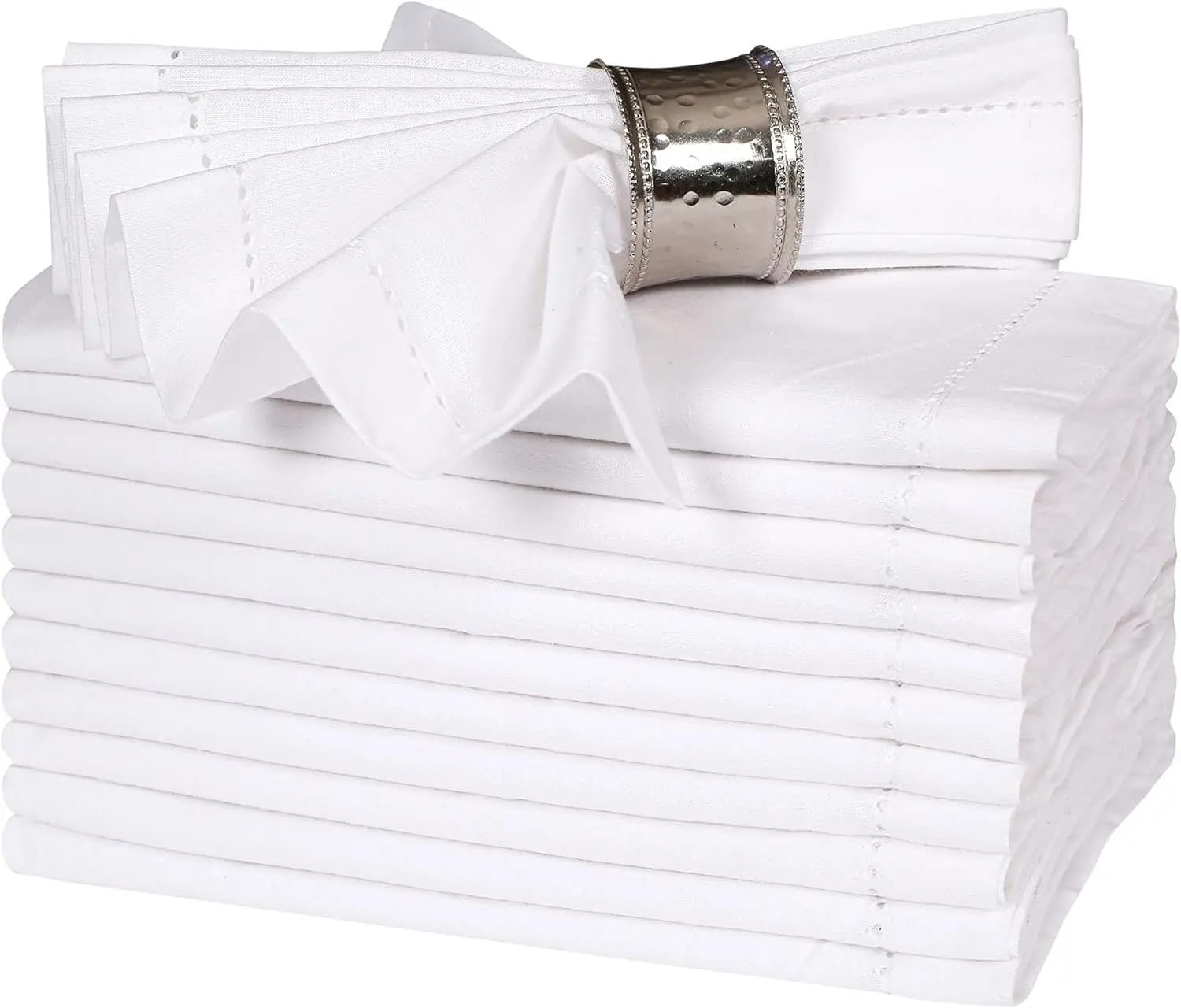 Serviette De Table,Serviette De Table en Tissu Lot de 12 Serviettes de Table en Coton Blanc avec Coins en Onglet Cousus for dîners de Mariage et décorations de Table(Natural 50x50cm)