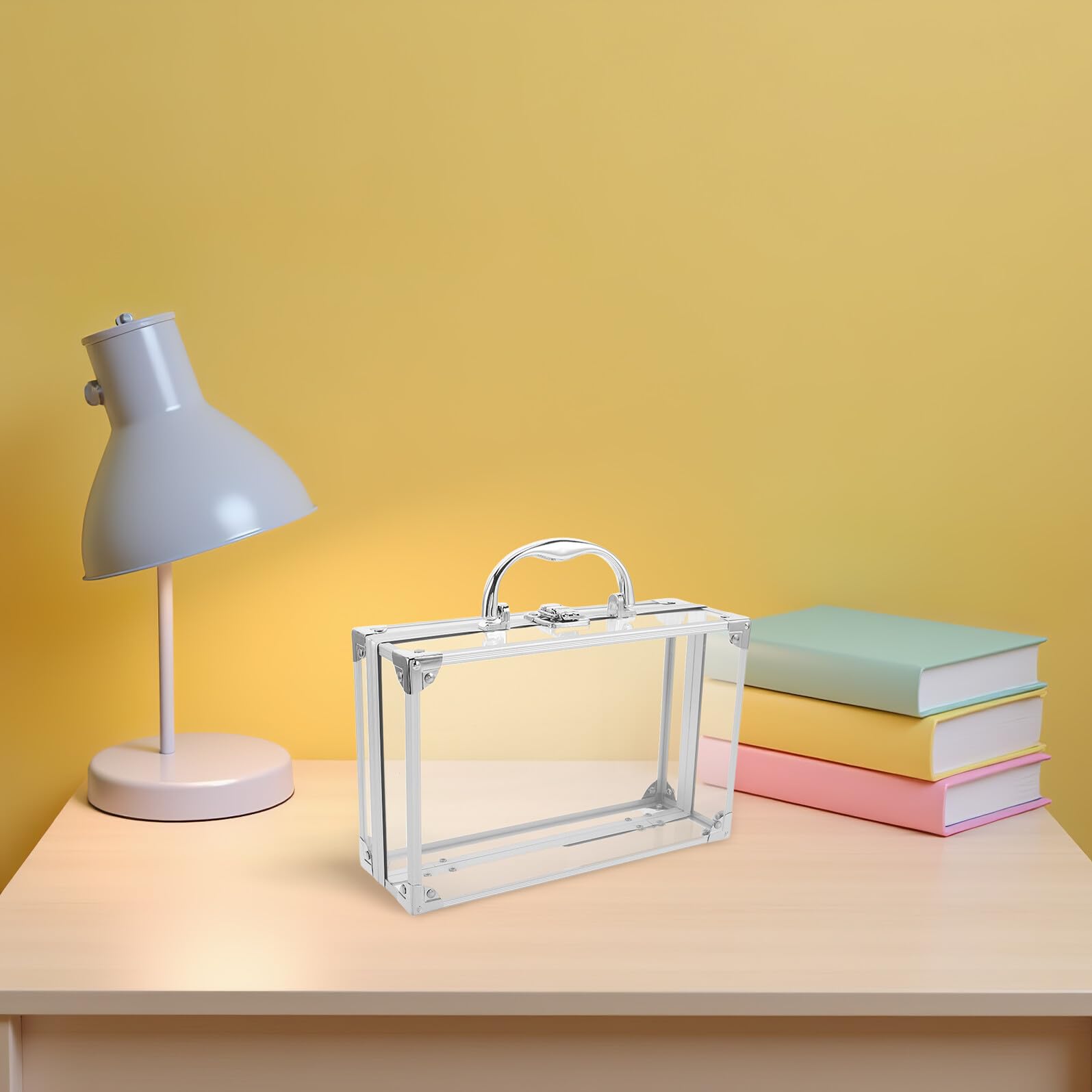 Gatuida Scatola Porta Libri Trasparente con Maniglia Portatile Contenitore con Coperchio di Sicurezza per Protezione da Polvere e Umidità Custodia Multifunzionale per Studio Ufficio e