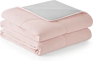 Cozy Bliss Cooling Comforter King Size, Cooling Blankets for Hot Sleepers and Night Sweats,Pink Gray Summer Comforter for King Size Bed, Breathable Soft Lightweight Silk Smooth