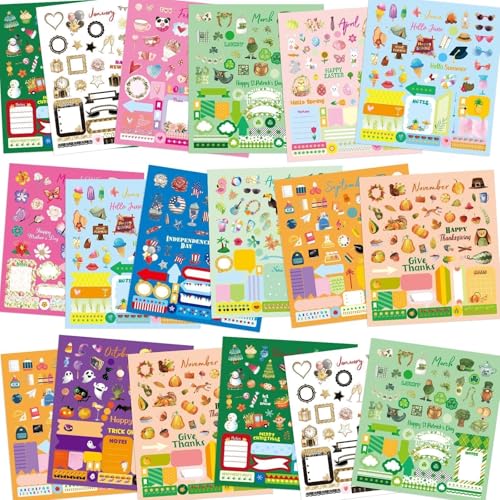 Fancy Land 24 Sheets Holiday Stickers Seasons Assortment Planner Calendar Journal Scrapbook Stickers Kids Adults Craft Party Favors