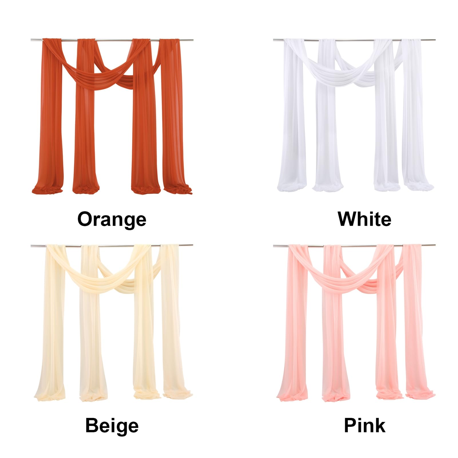 2 Panel Wedding Arch Draping Fabric Wedding Arch Chiffon Fabric Drapery Wedding Drapery Arch for Wedding Ceremony Party Ceiling Decor(#4) - Image 8