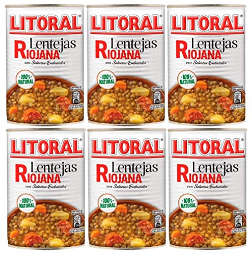 Litoral: Lentejas Riojana - Guiso de lentejas Rioja 430g - Pack de 6 latas