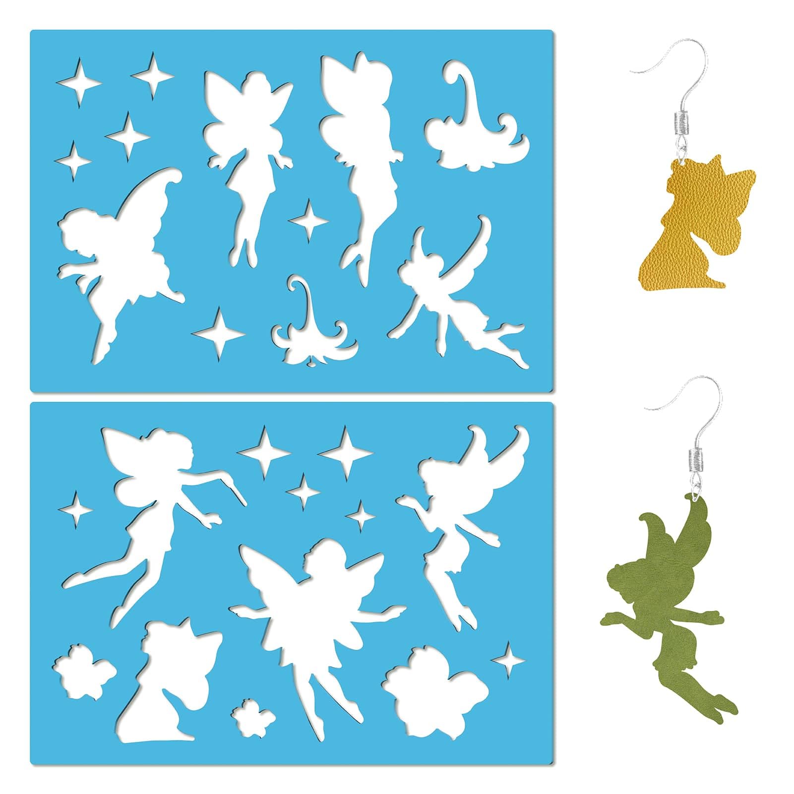 GORGECRAFT 2 Styles Fairy Stencils Reusable Dream Little Fairies Angel Templates Acrylic Lapidary Cutting Leather Jewelry Template for Painting on Wood Scrapbook Wall Floor Earrings Making DIY Crafts